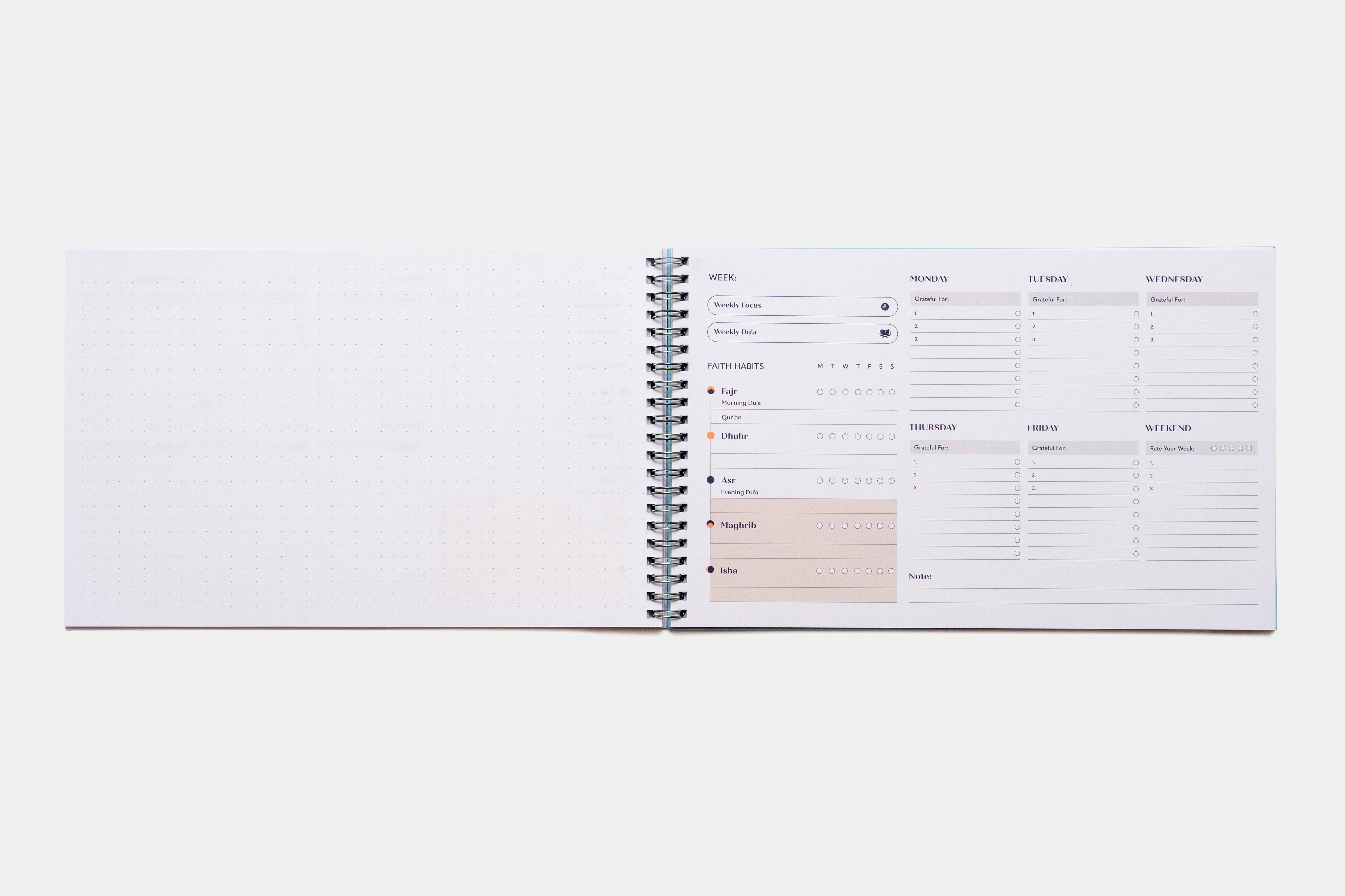 Muslim Productivity Action Pad, Faith & Focus Weekly Muslim Productivity Action Pad