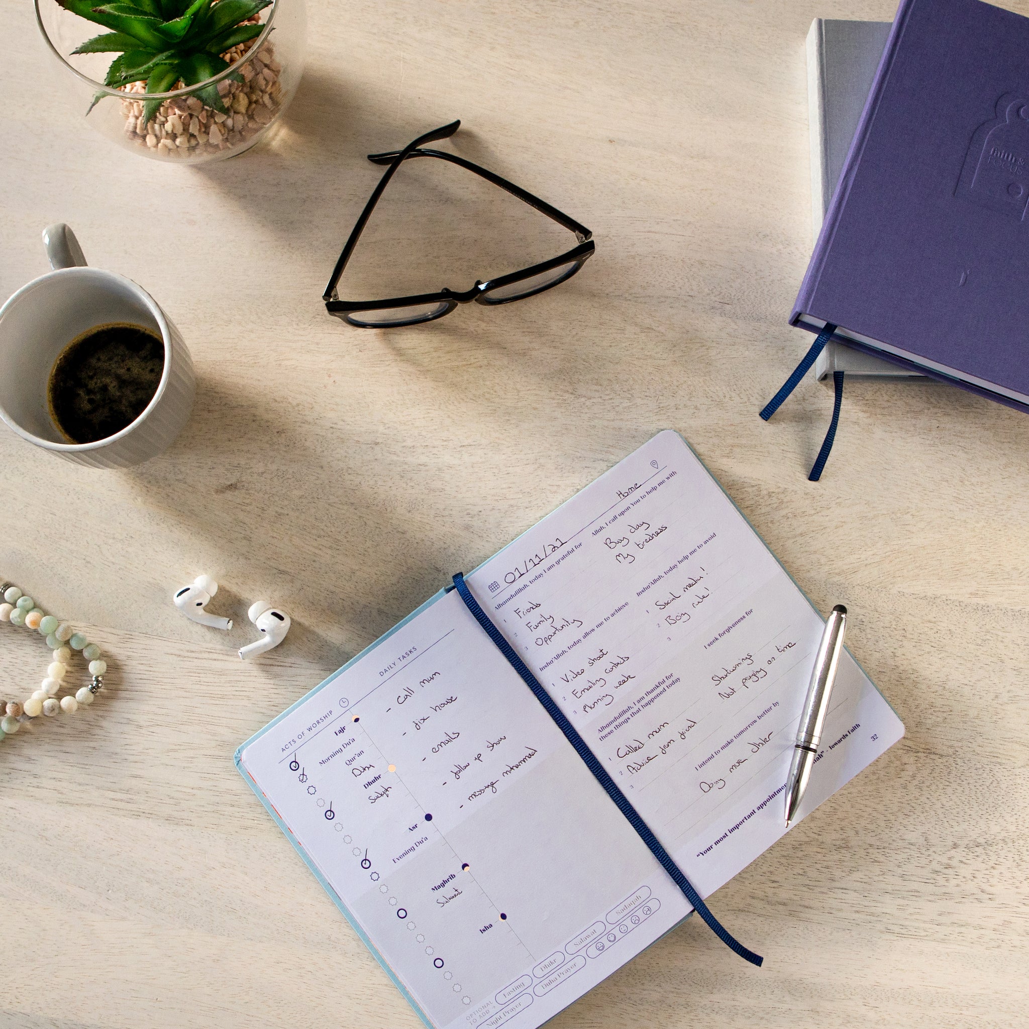 Muslim Productivity Journal, Faith & Focus Daily Muslim Productivity Planner & Journal