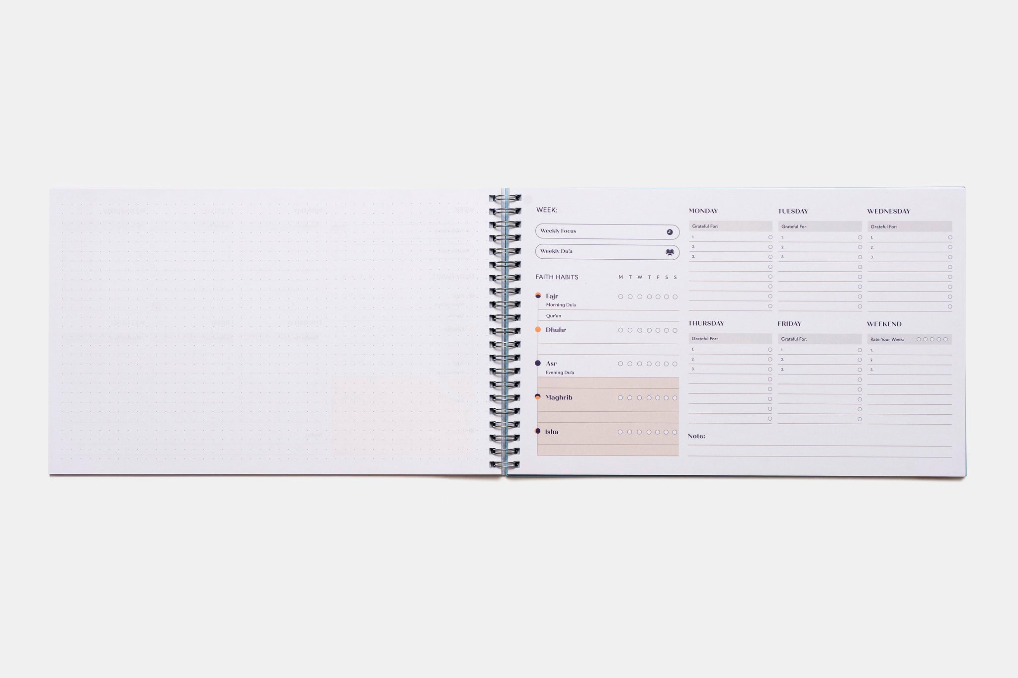 Muslim Productivity Action Pad, Faith & Focus Weekly Muslim Productivity Action Pad