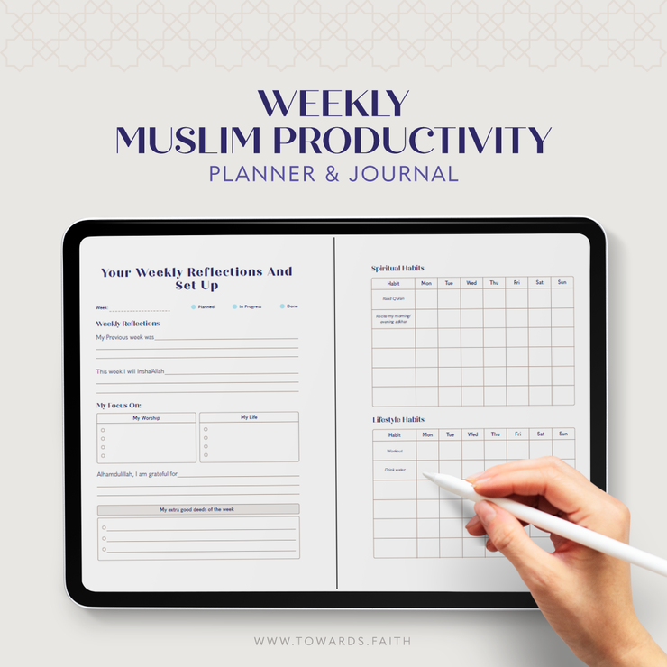 Faith & Focus Weekly Muslim Productivity Planner & Journal Digital