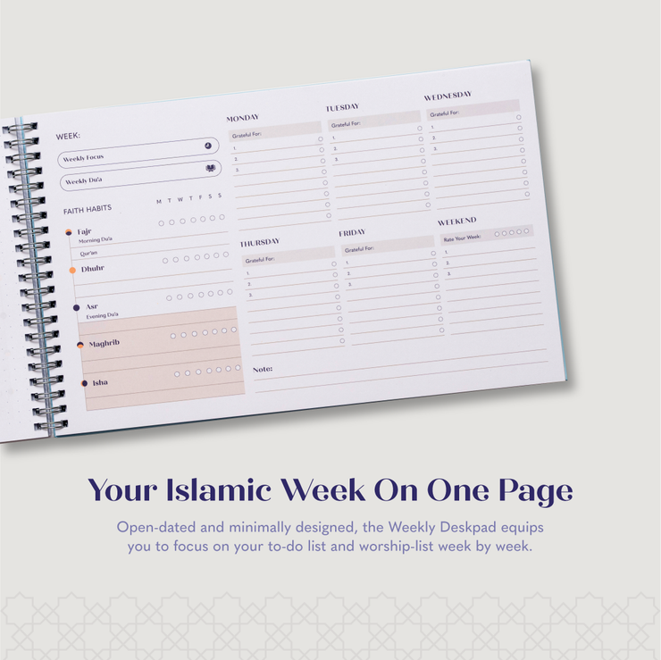 Muslim Productivity Action Pad, Faith & Focus Weekly Muslim Productivity Action Pad