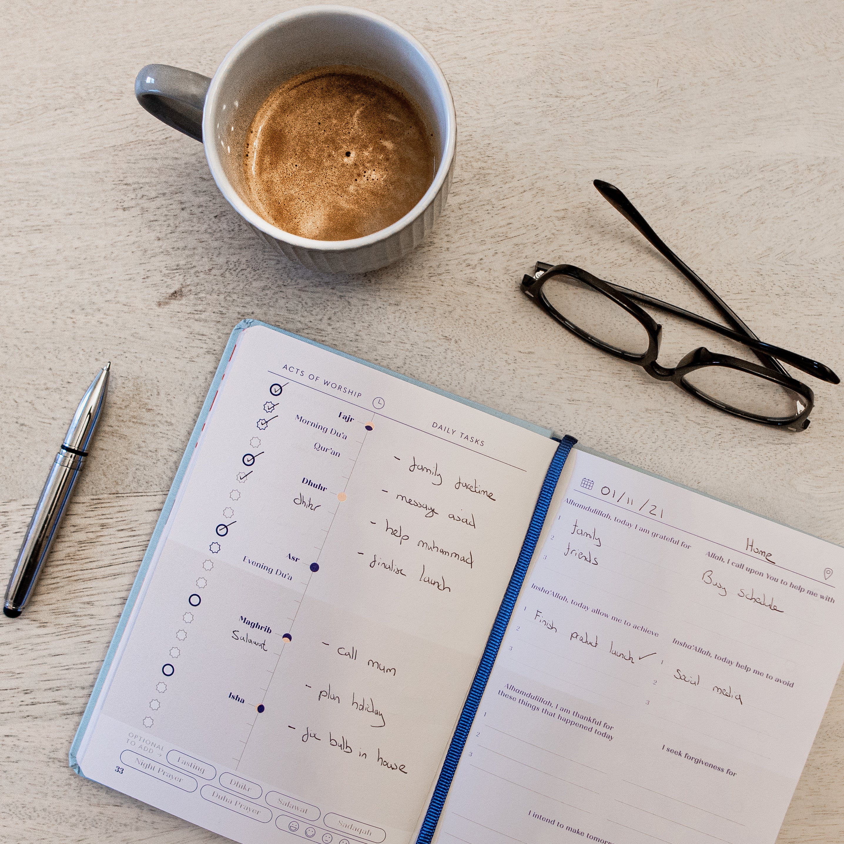 Muslim Productivity Journal, Faith & Focus Daily Muslim Productivity Planner & Journal